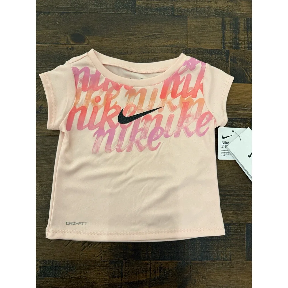 New Nike Baby Girl's Dri-FIT Logo T-Shirt Sz 18 Pink New Toddler Read NWT